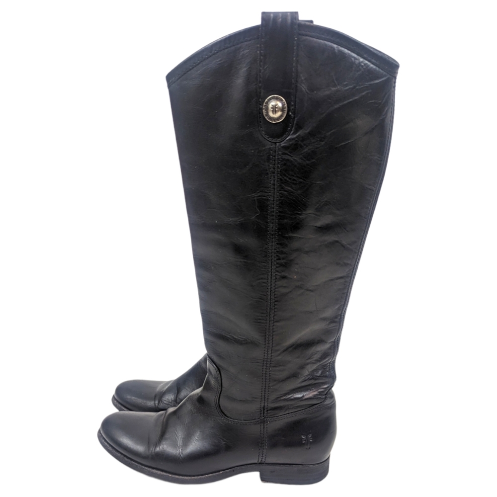 Frye Melissa Button Tall Leather Riding Boots Equestrian Boot Womens 7.5 Black - Picture 1 of 15